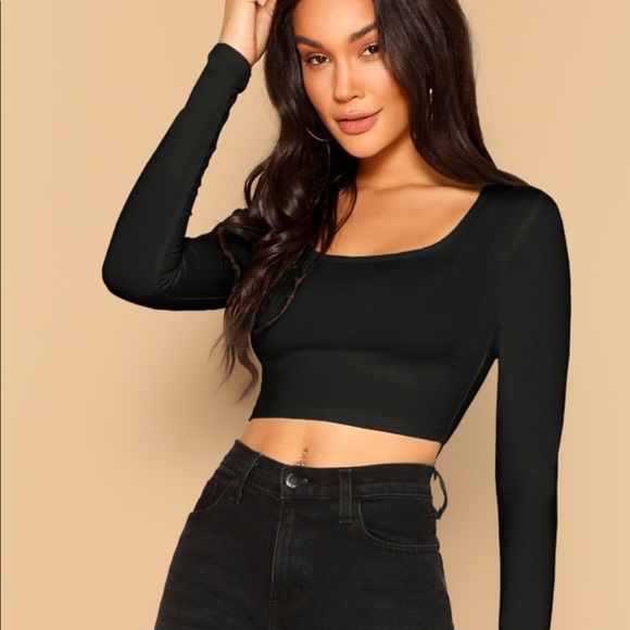 shein black long sleeve top